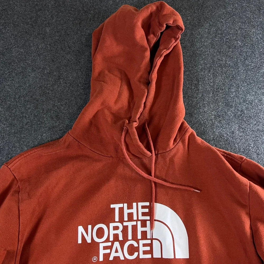 The North Face Mens Large Burnt Orange Logo Pullover Hoodie Sweatshirt Rust